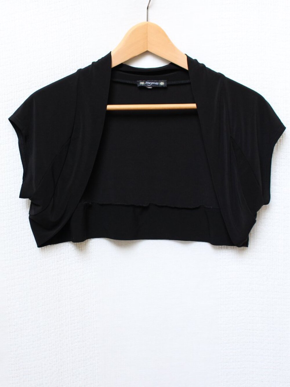 Vintage Y2K Black Open Front Bolero Shrug Crop Top